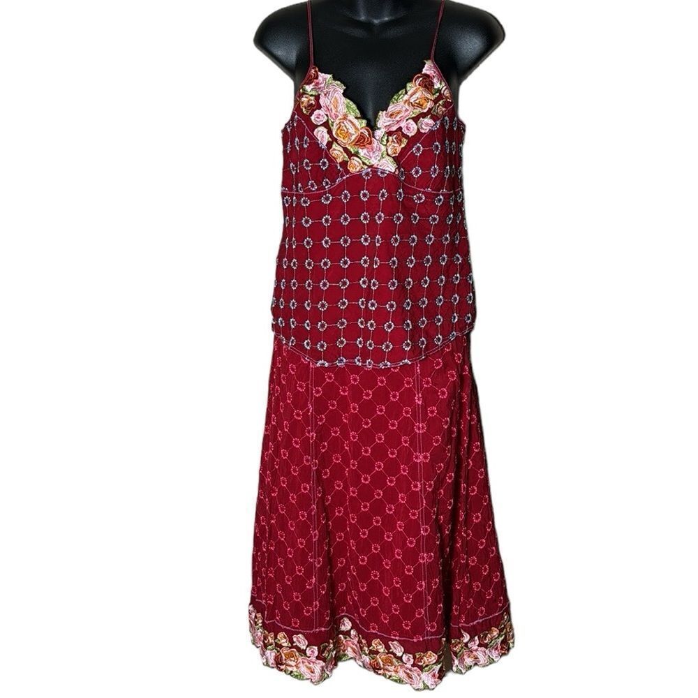 Johnny was womens bohemian embroidered floral whimsical skirt/tank set S/4 fairy